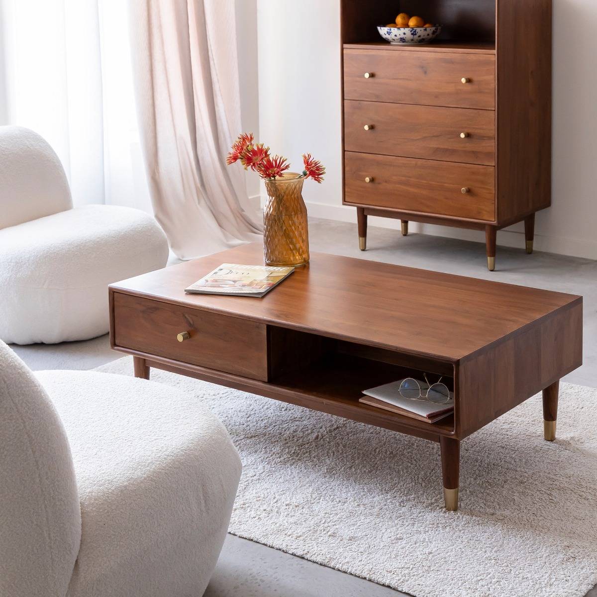 Table basse en bois d'acacia Emiel