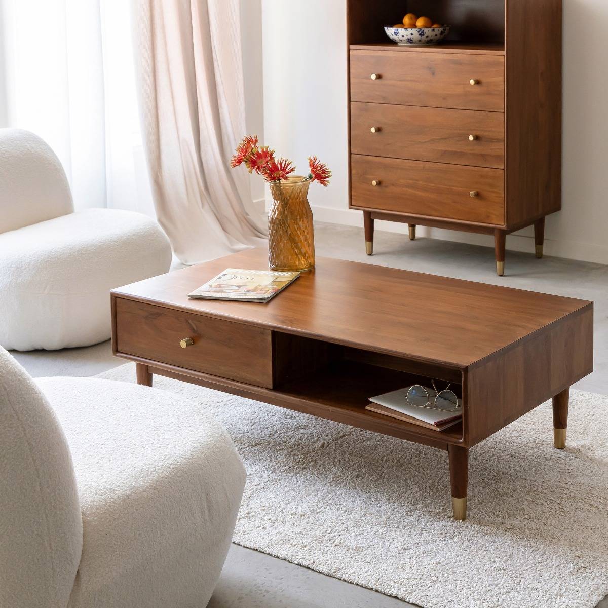 Table basse en bois d'acacia Emiel