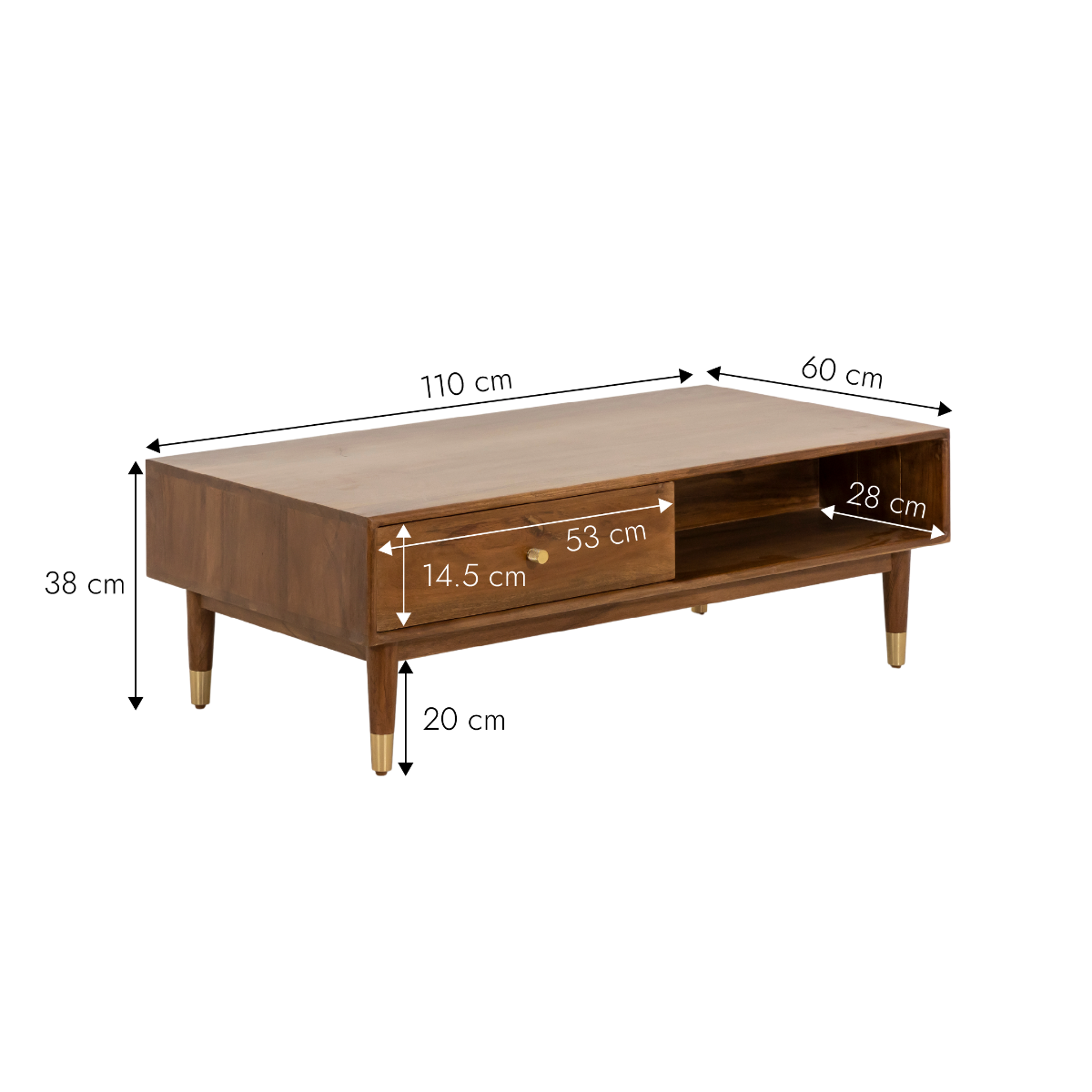 Table basse en bois d'acacia Emiel