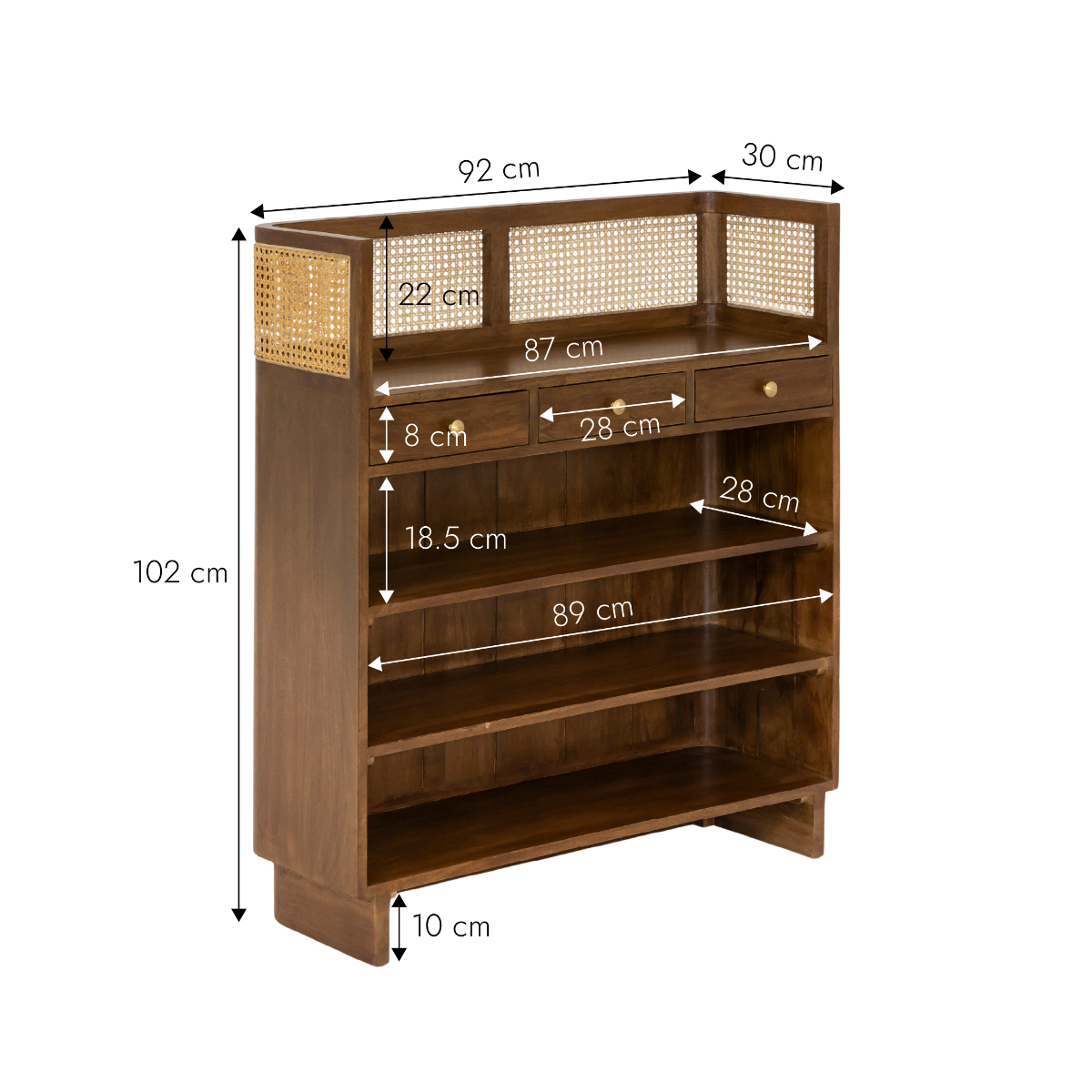 Bar en bois de manguier et cannage Remick