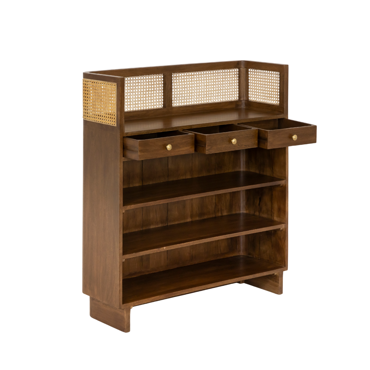 Bar en bois de manguier et cannage Remick