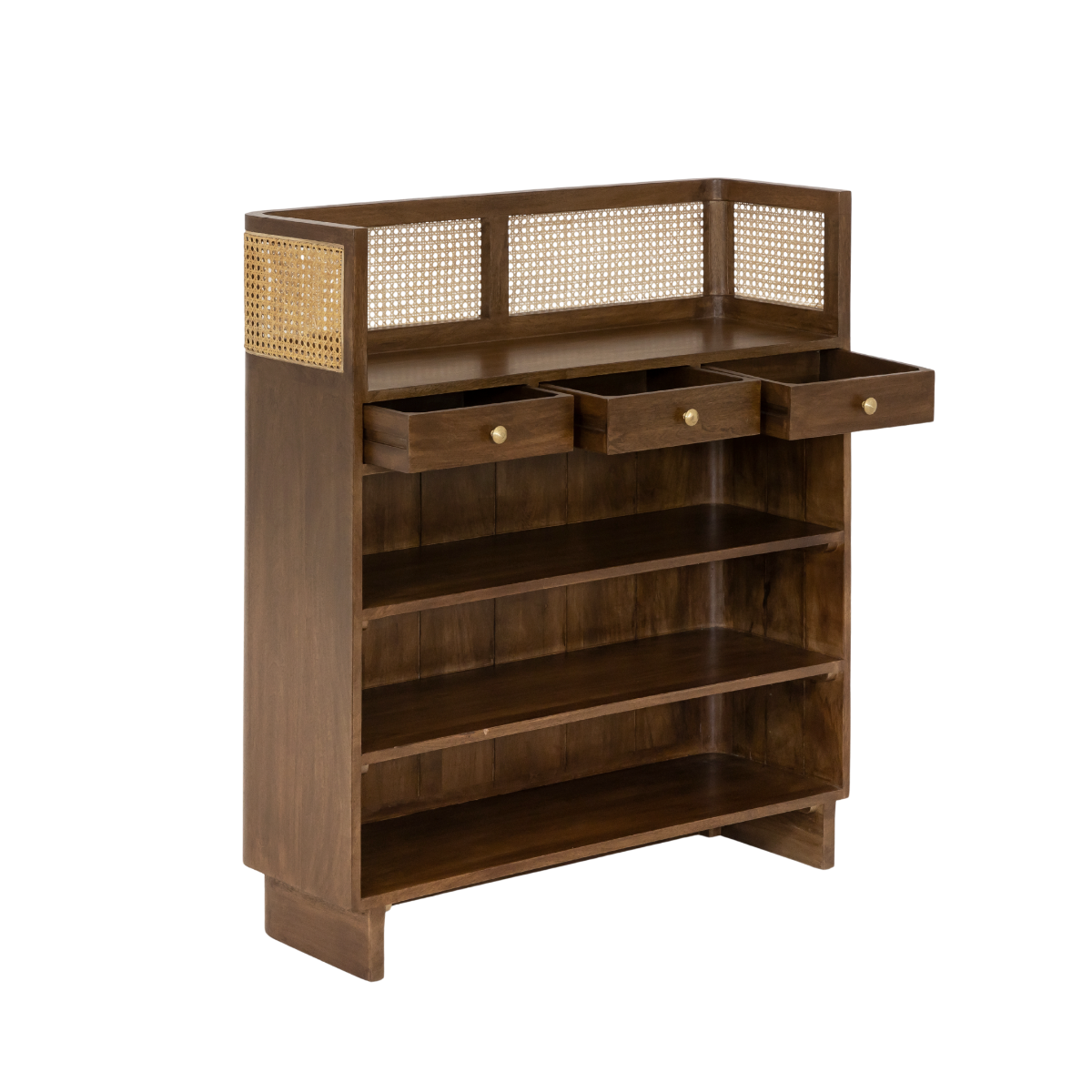 Bar en bois de manguier et cannage Remick