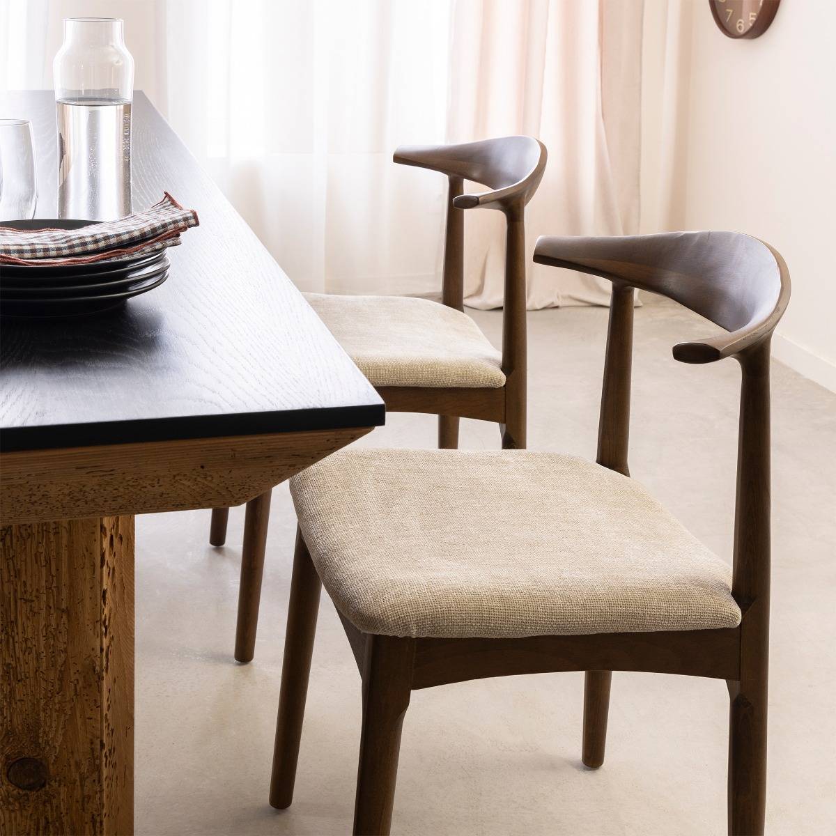 Chaise bois hêtre foncé Aline (lot de 2)