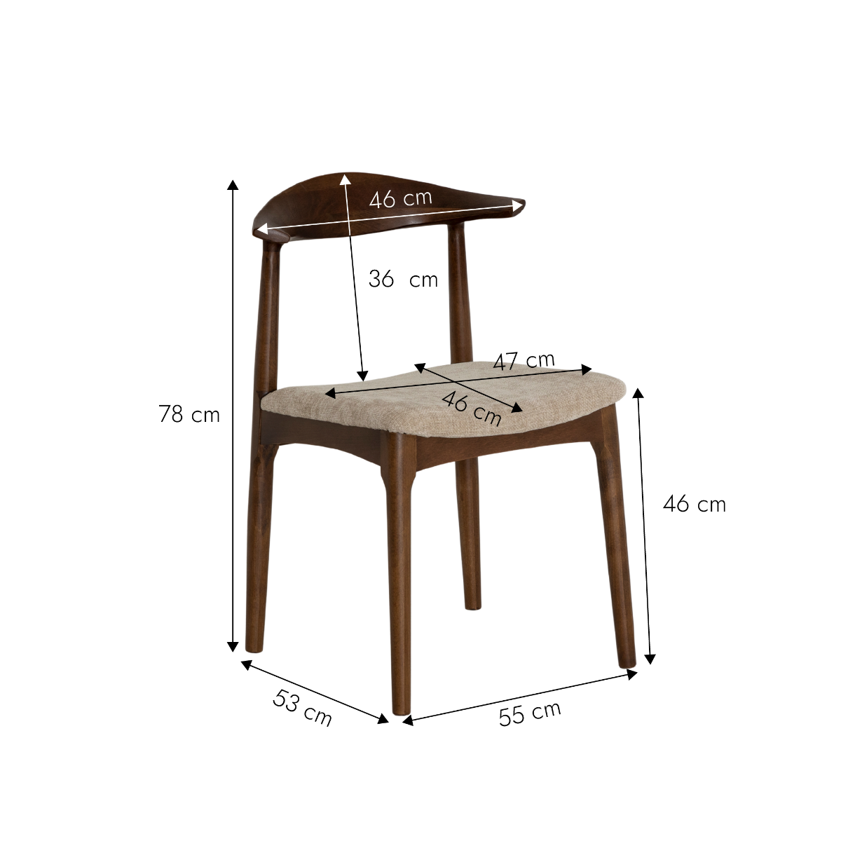 Chaise bois hêtre foncé Aline (lot de 2)