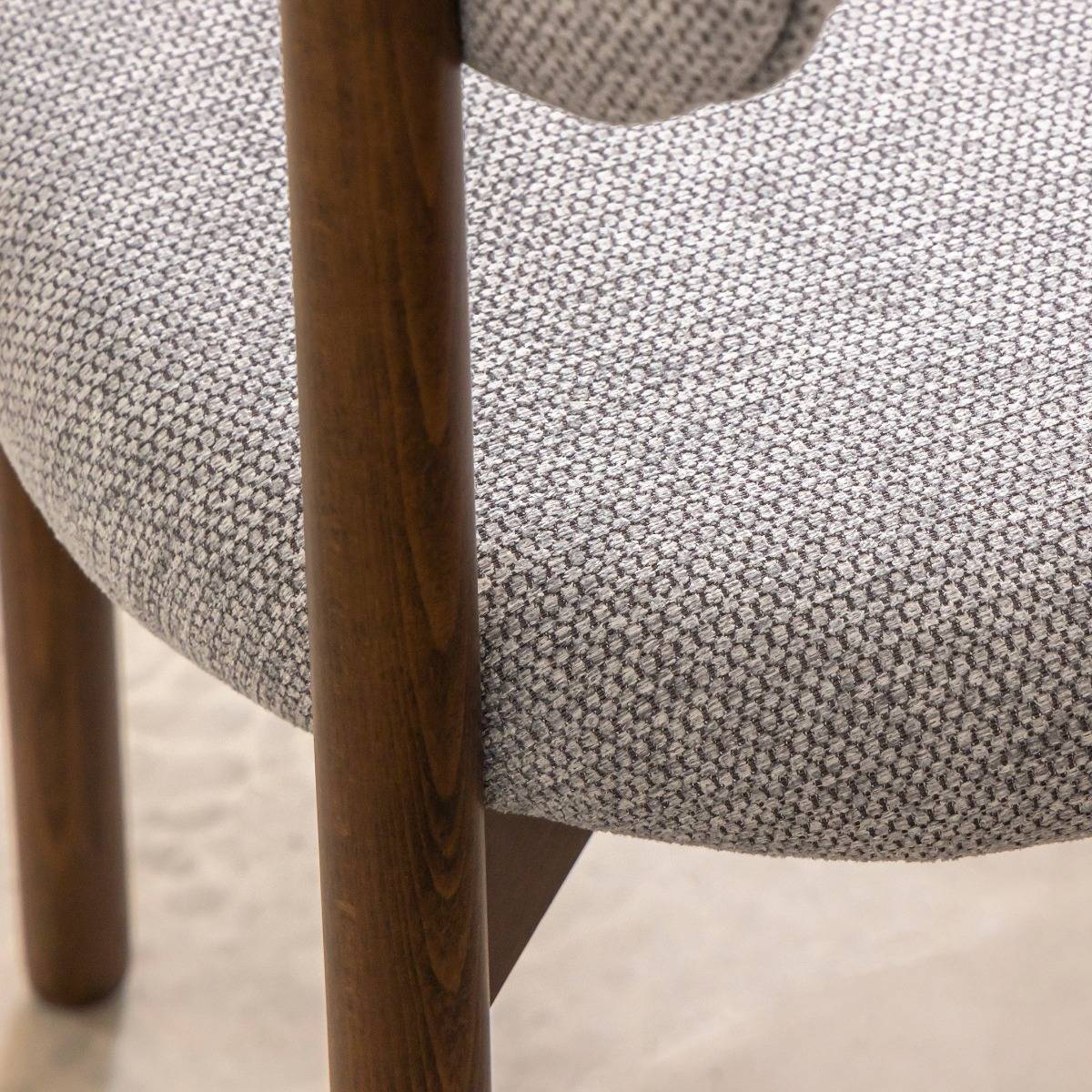 Chaise en bois de hêtre foncé et tissu Aline (lot de 2)