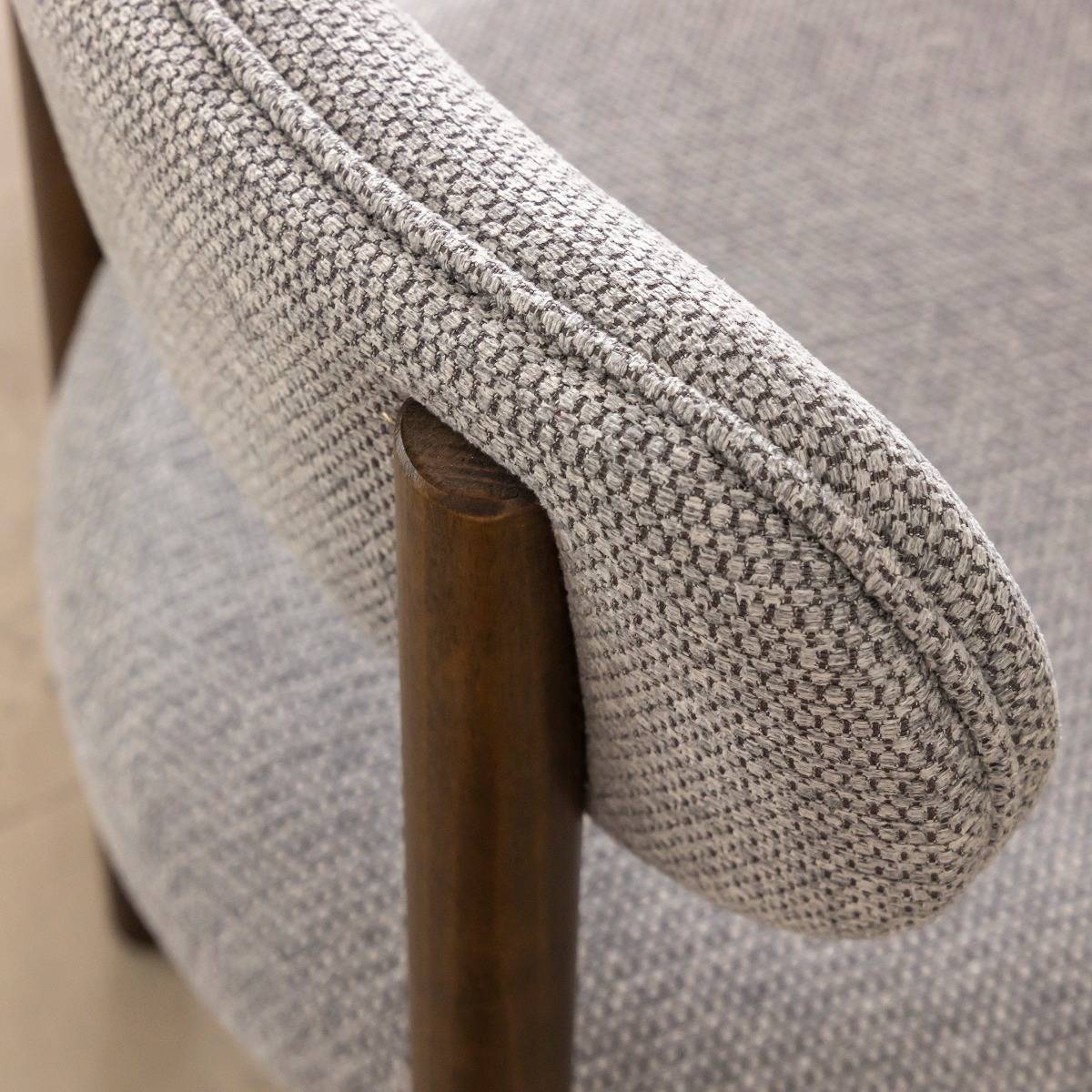 Chaise en bois de hêtre foncé et tissu Aline (lot de 2)