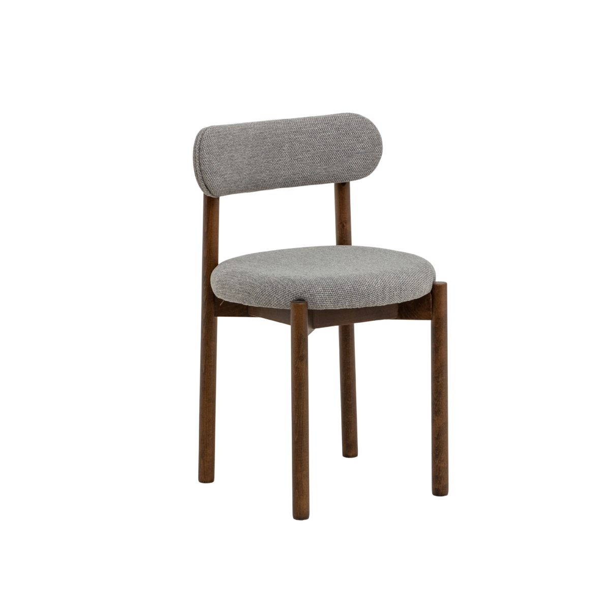 Chaise en bois de hêtre foncé et tissu Aline (lot de 2)