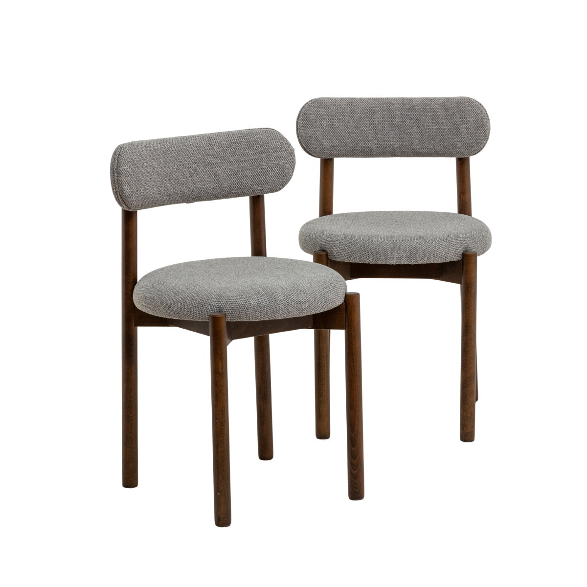 Chaise en bois de hêtre foncé et tissu Aline (lot de 2)