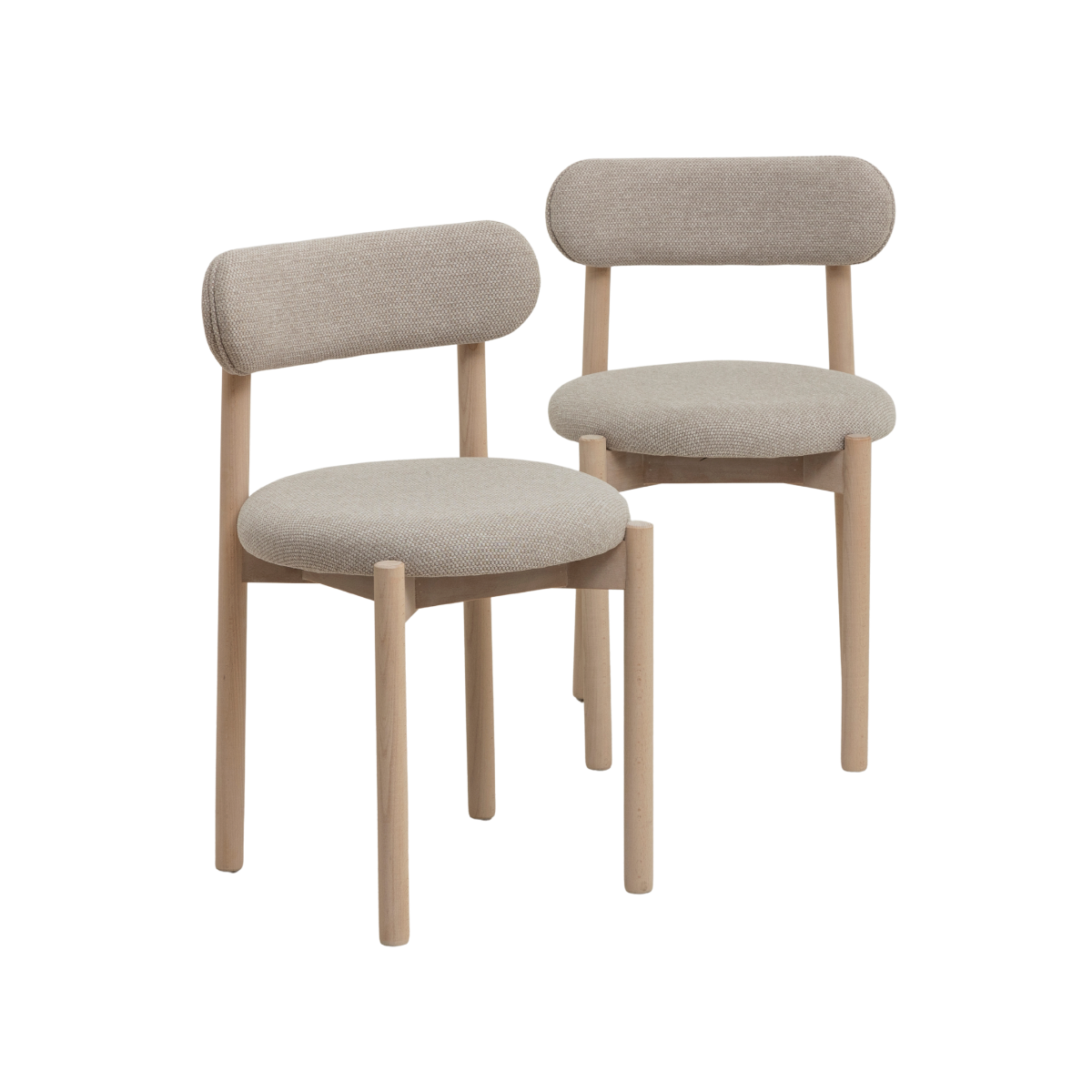 Chaise en bois de hêtre clair et tissu Aline (lot de 2)