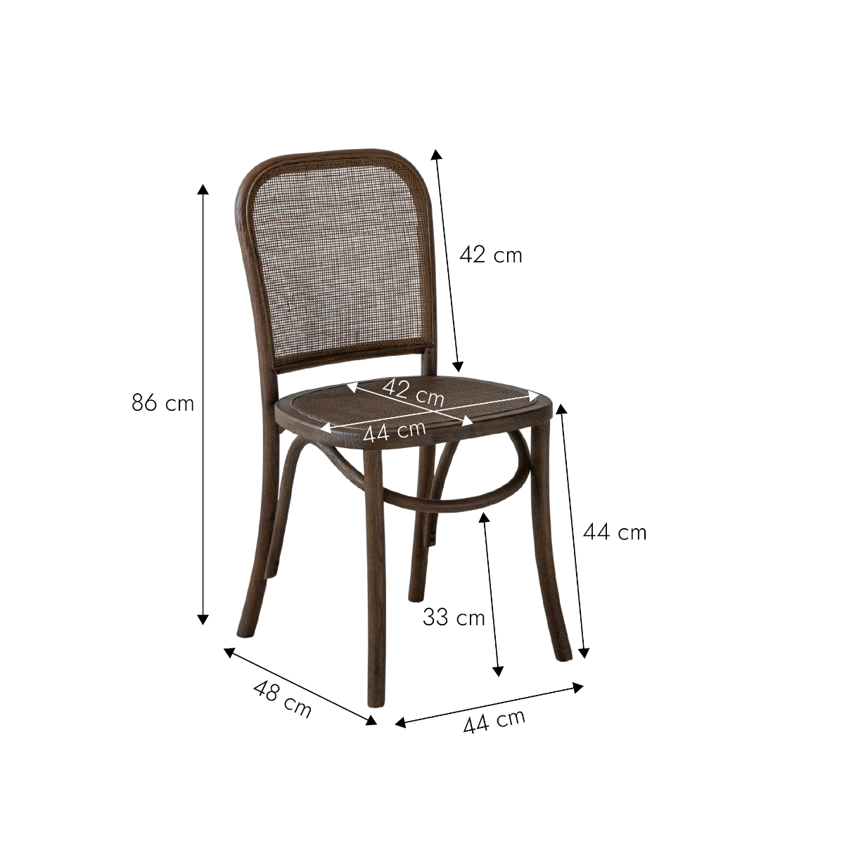 Chaise en orme et cannage Luzian (lot de 2)