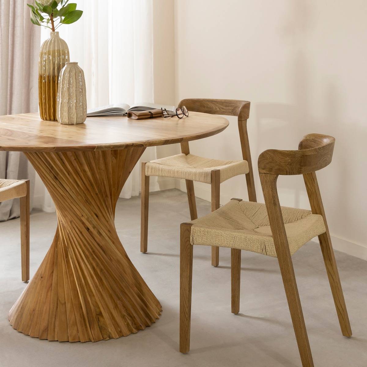 Chaise en bois de chêne et en corde Auren (lot de 2)
