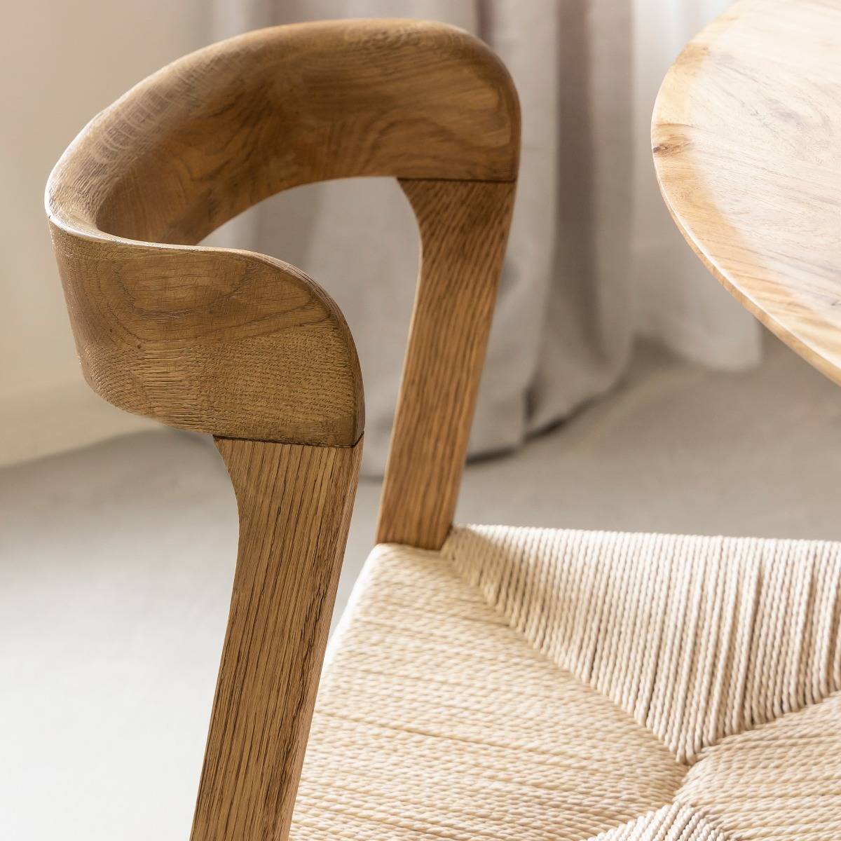 Chaise en bois de chêne et en corde Auren (lot de 2)