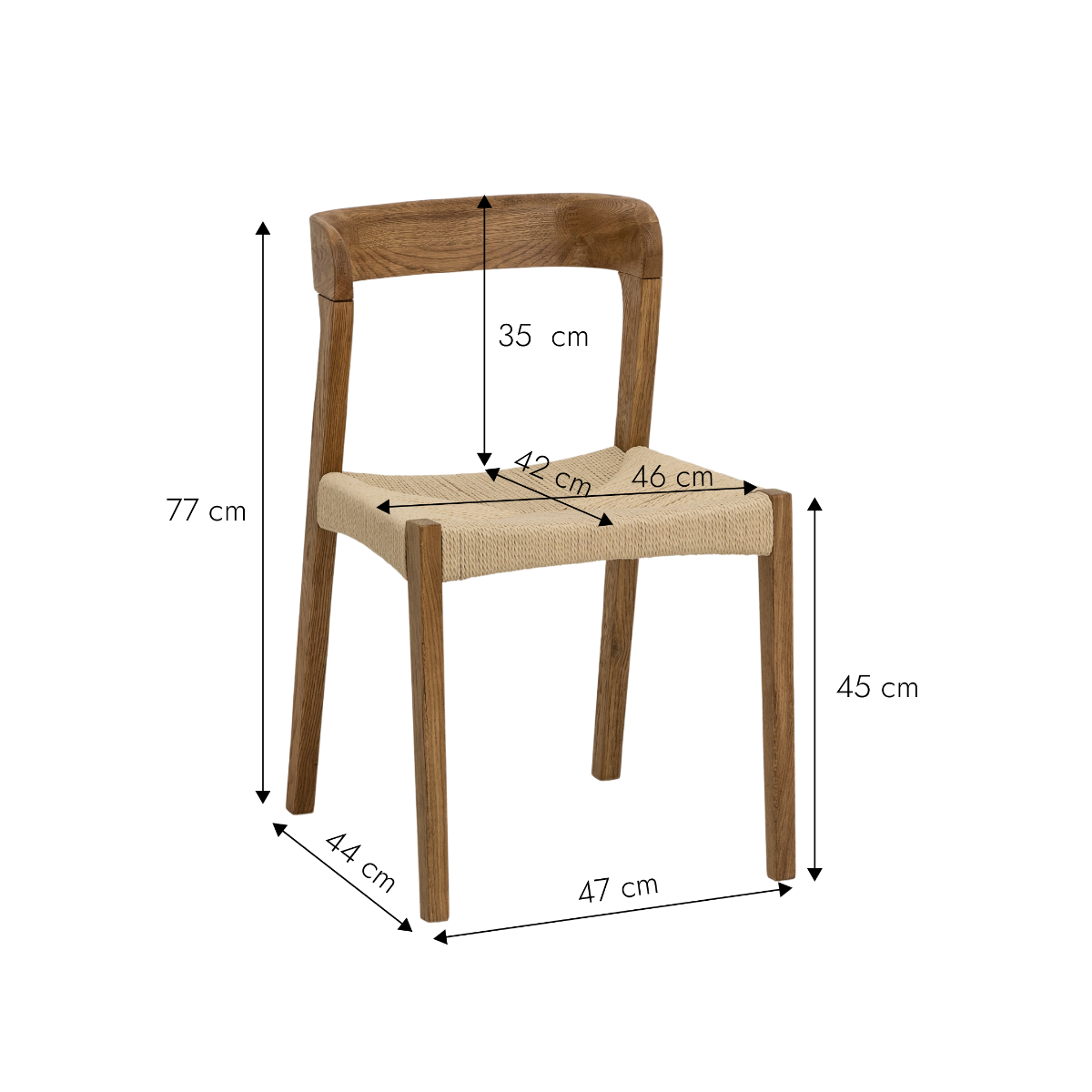 Chaise en bois de chêne et en corde Auren (lot de 2)