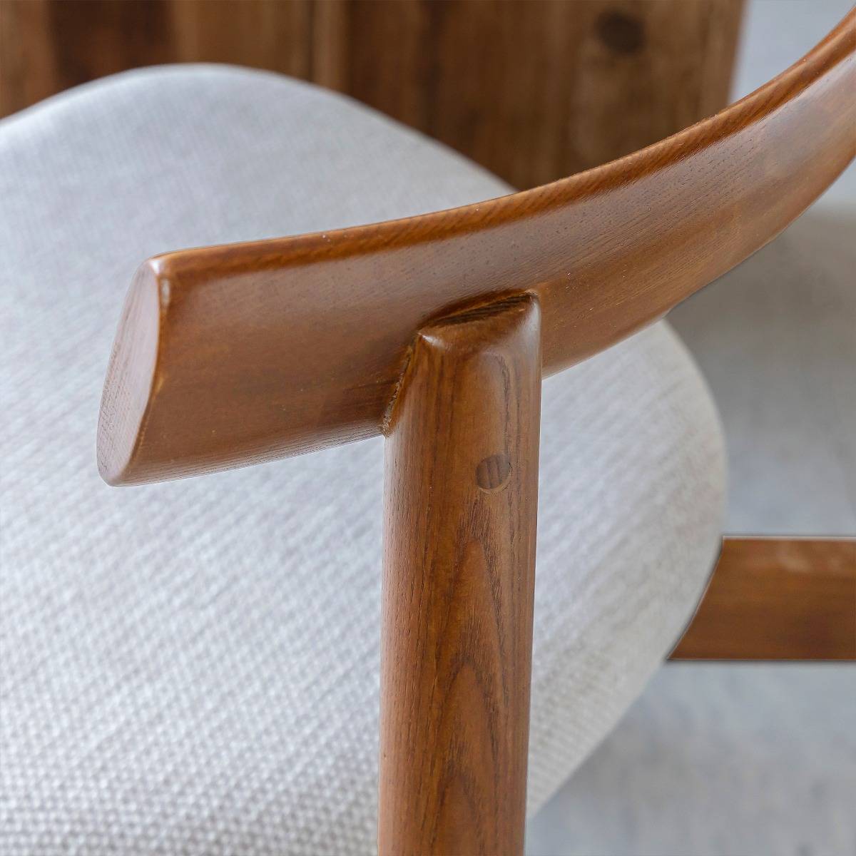 Chaise en bois de frêne et tissu gris Neris (lot de 2)