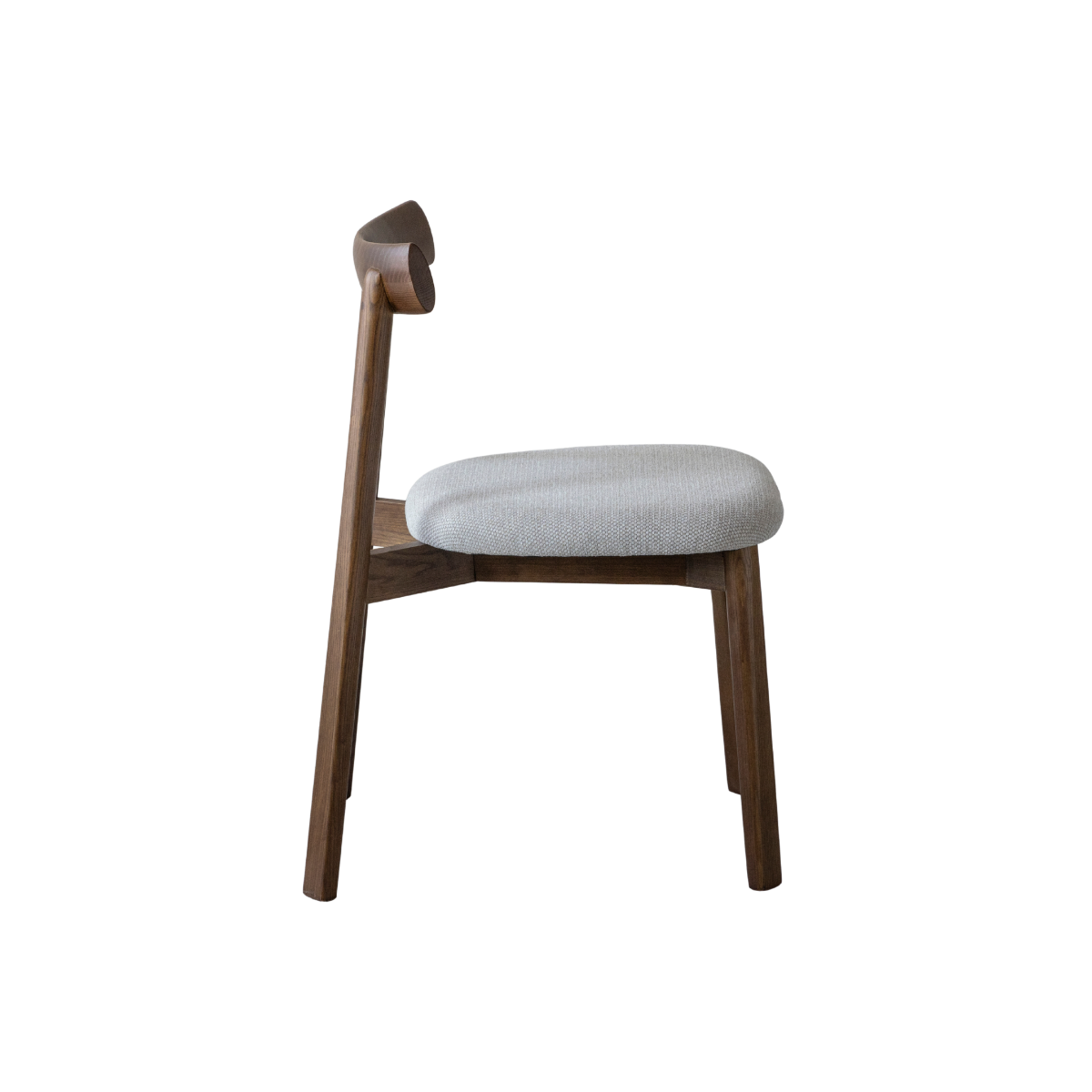 Chaise en bois de frêne foncé et tissu gris Aline (lot de 2)