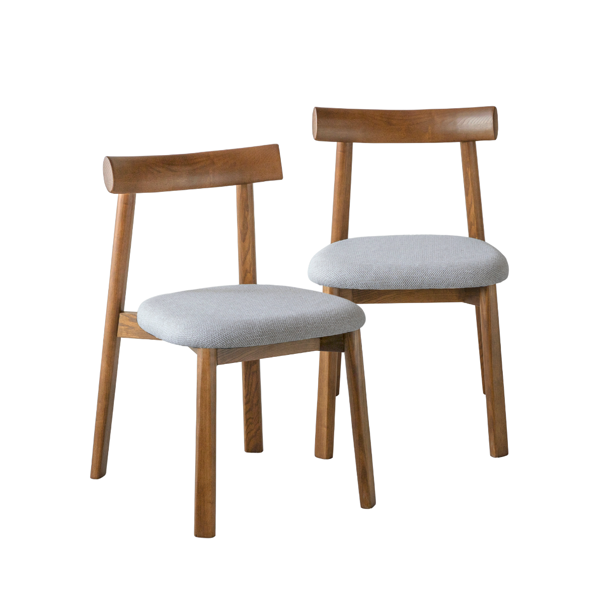 Chaise en bois de frêne et tissu gris Neris (lot de 2)