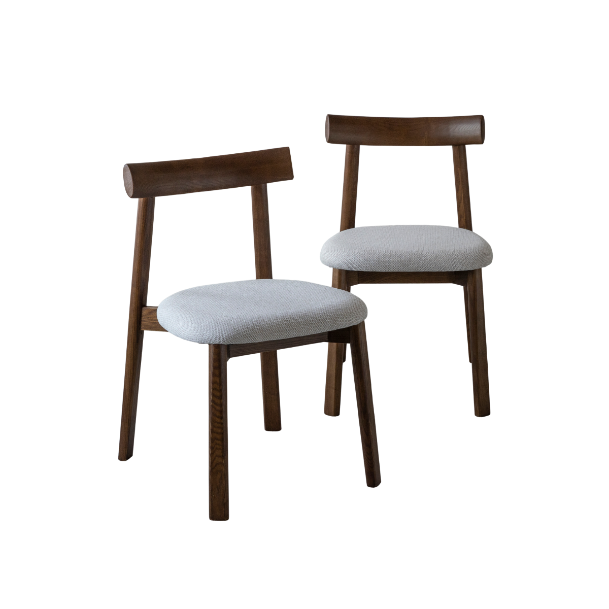 Chaise en bois de frêne foncé et tissu gris Aline (lot de 2)