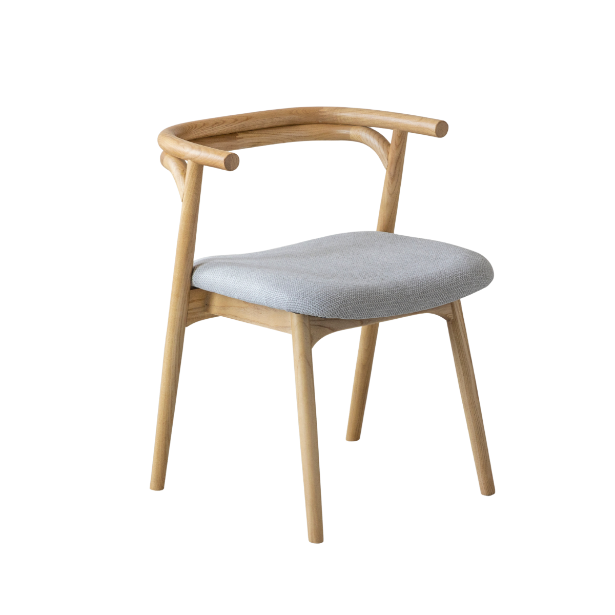 Chaise en bois de orme et tissu gris Aline (lot de 2)