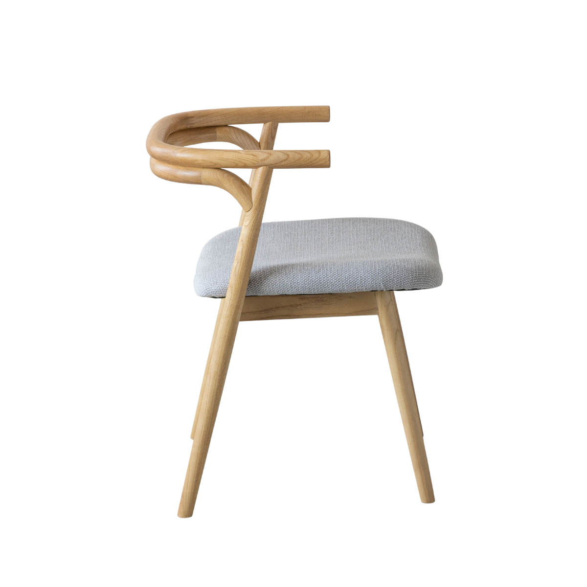 Chaise en bois de orme et tissu gris Aline (lot de 2)
