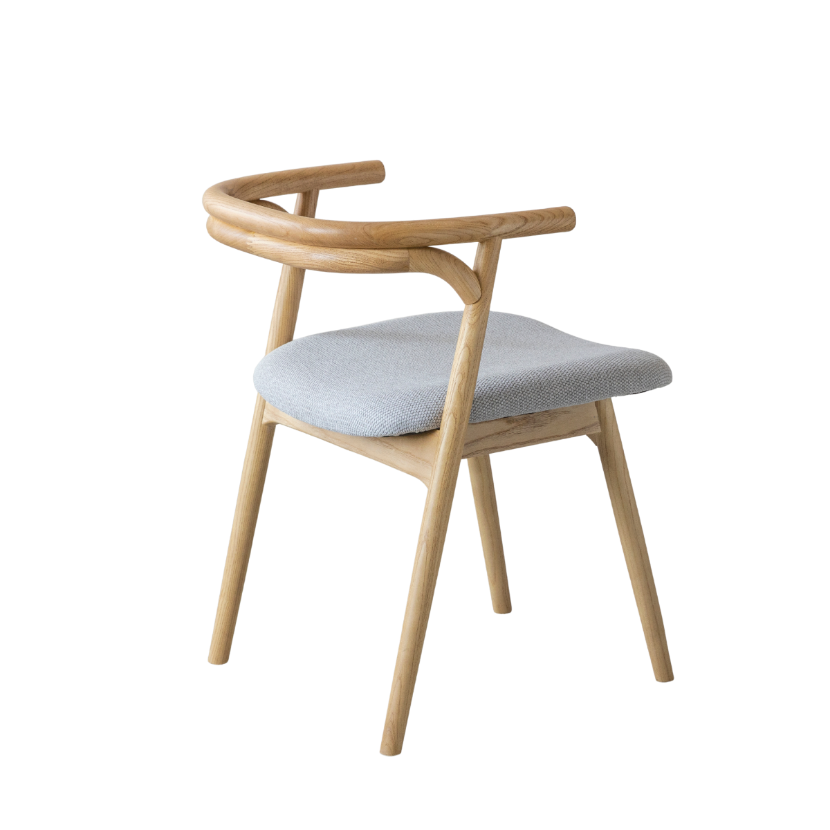 Chaise en bois de orme et tissu gris Aline (lot de 2)