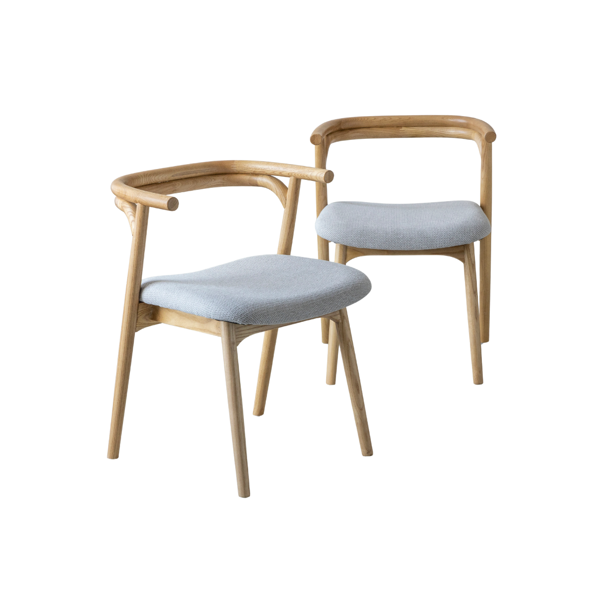 Chaise en bois de orme et tissu gris Aline (lot de 2)