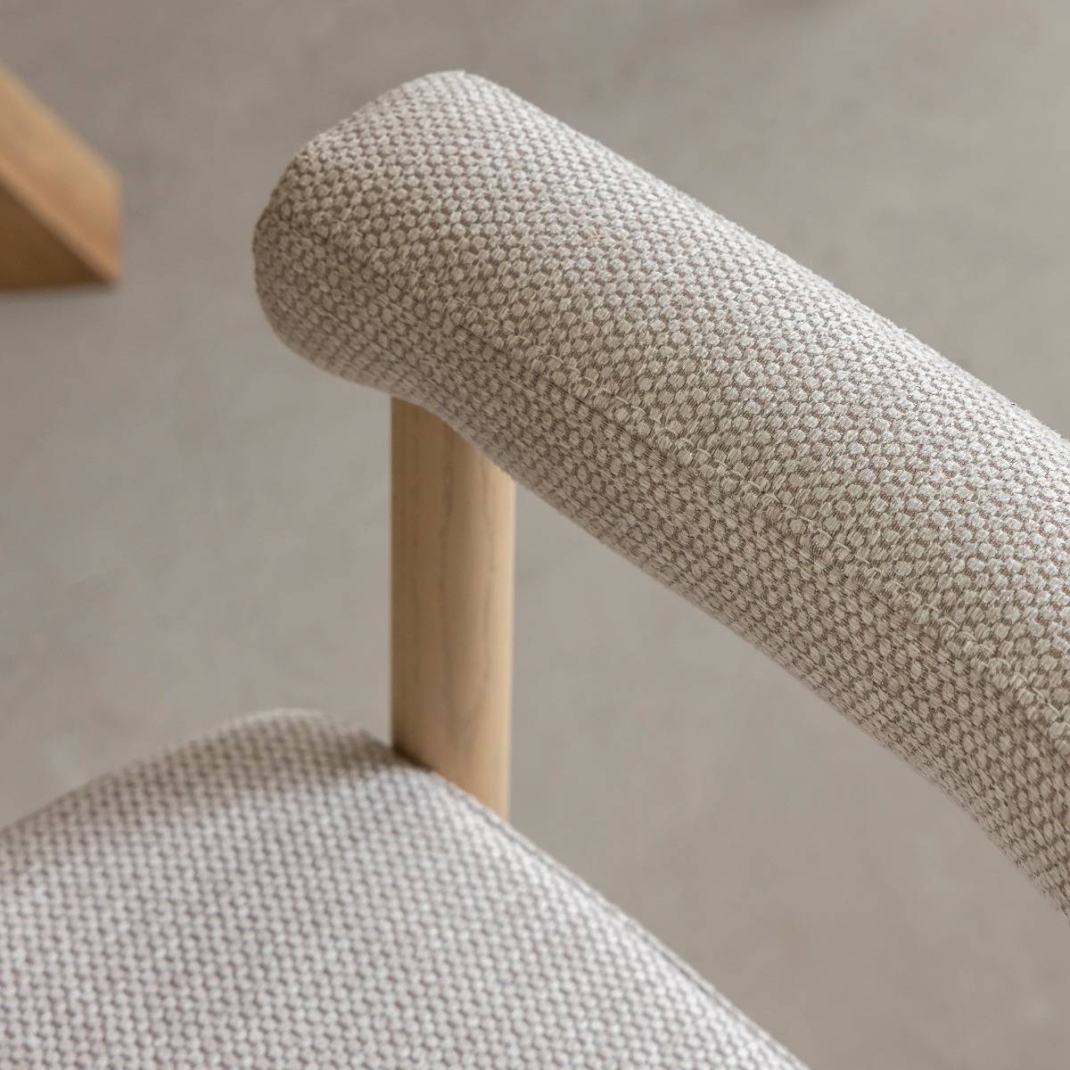 Chaise en bois d'orme et tissu gris Aline (lot de 2)