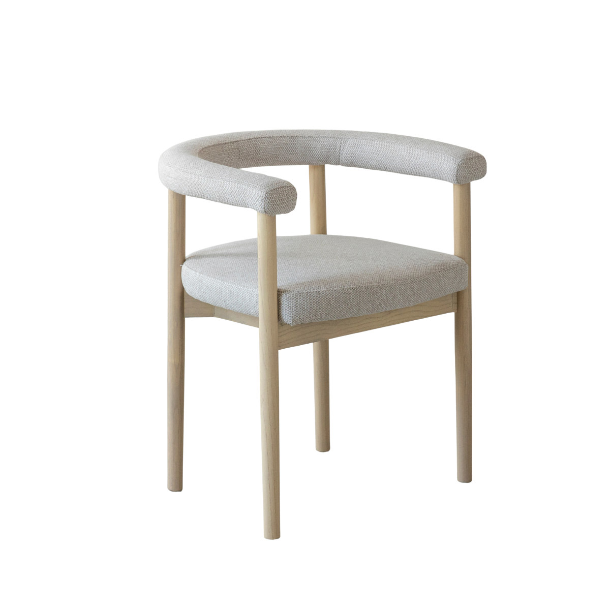 Chaise en bois d'orme et tissu gris Aline (lot de 2)