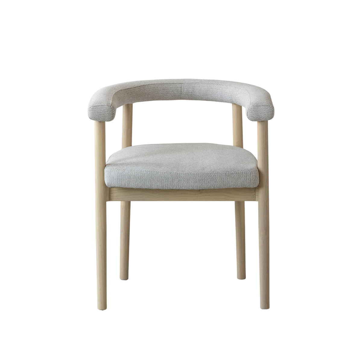 Chaise en bois d'orme et tissu gris Aline (lot de 2)