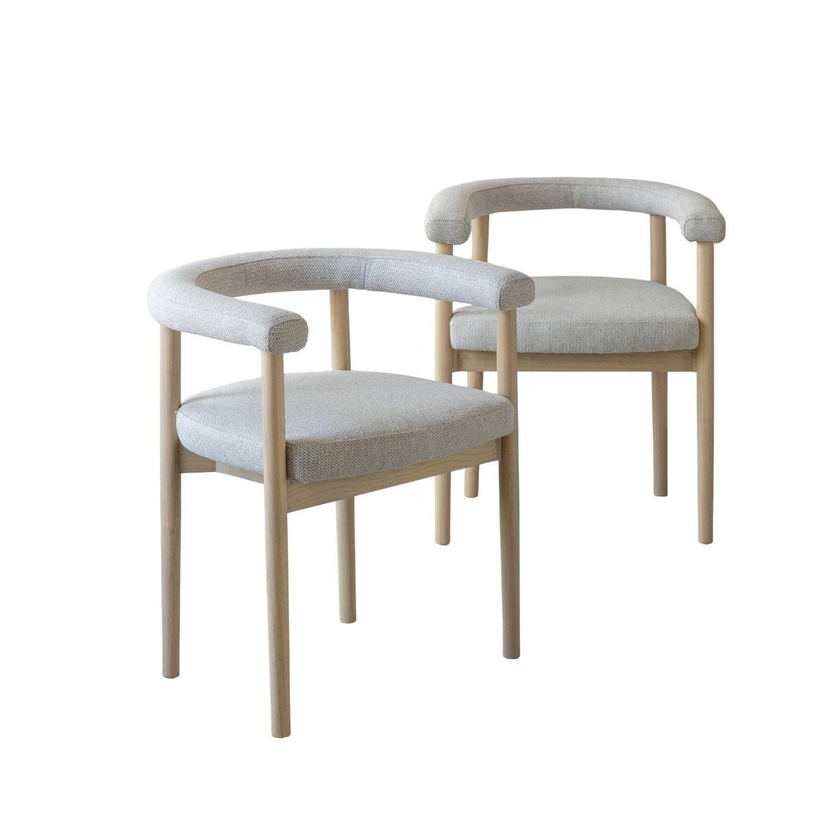 Chaise en bois d'orme et tissu gris Aline (lot de 2)