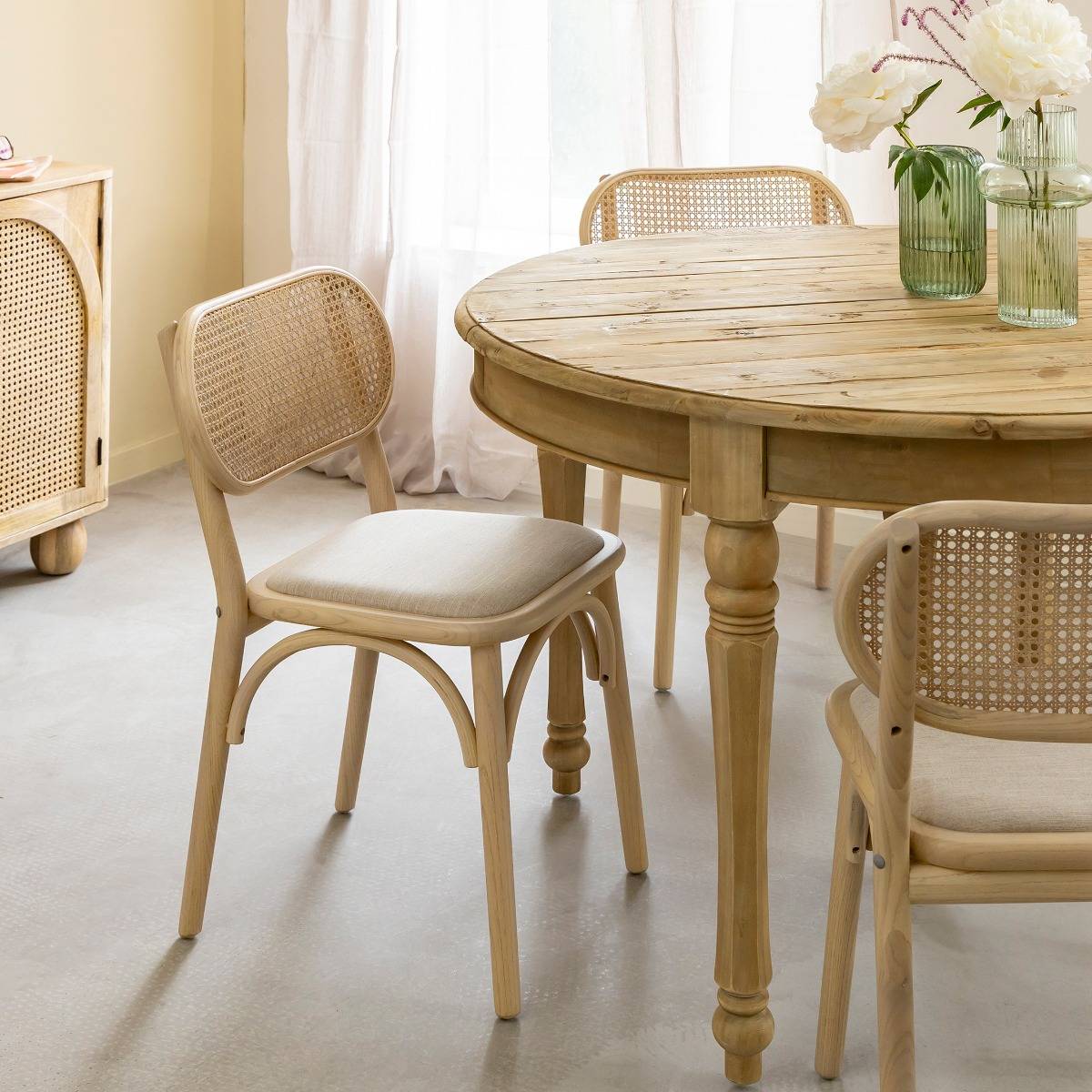 Chaise en orme clair et cannage Luzian (lot de 2)