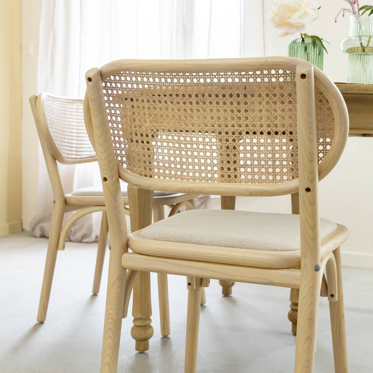 Chaise en orme clair et cannage Luzian (lot de 2)