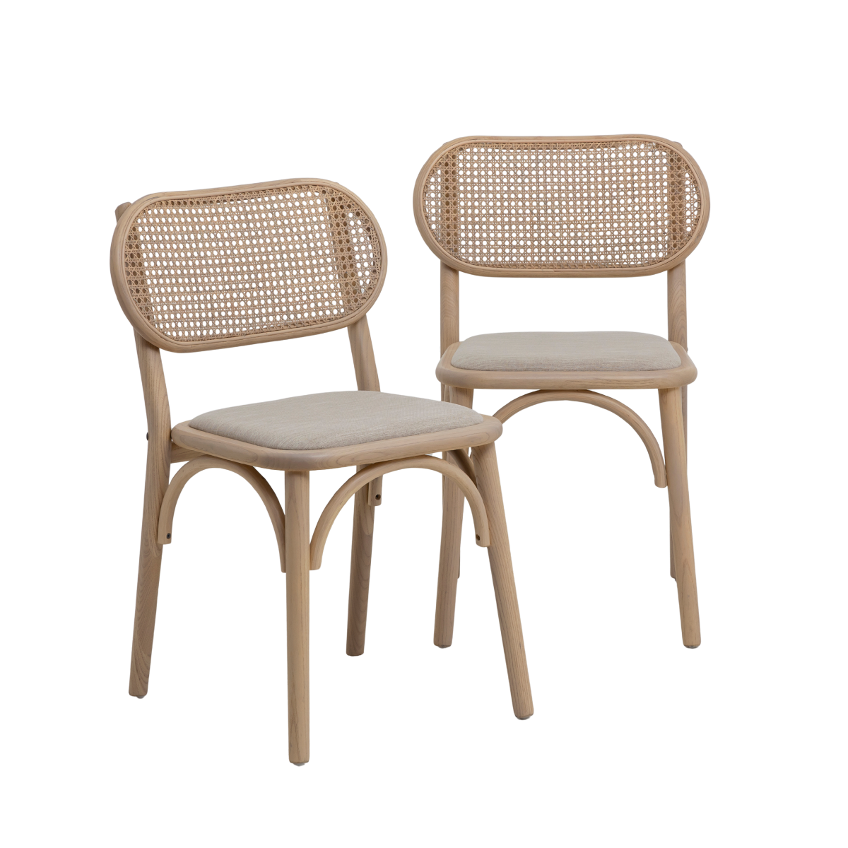 Chaise en orme clair et cannage Luzian (lot de 2)