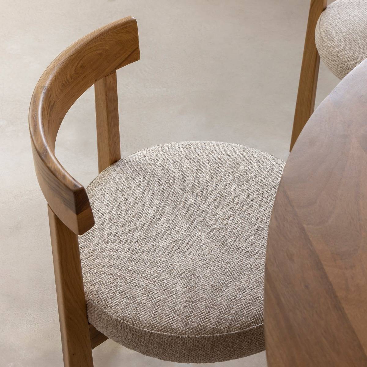 Chaise en bois de orme et tissu bouclette gris Aline (lot de 2)