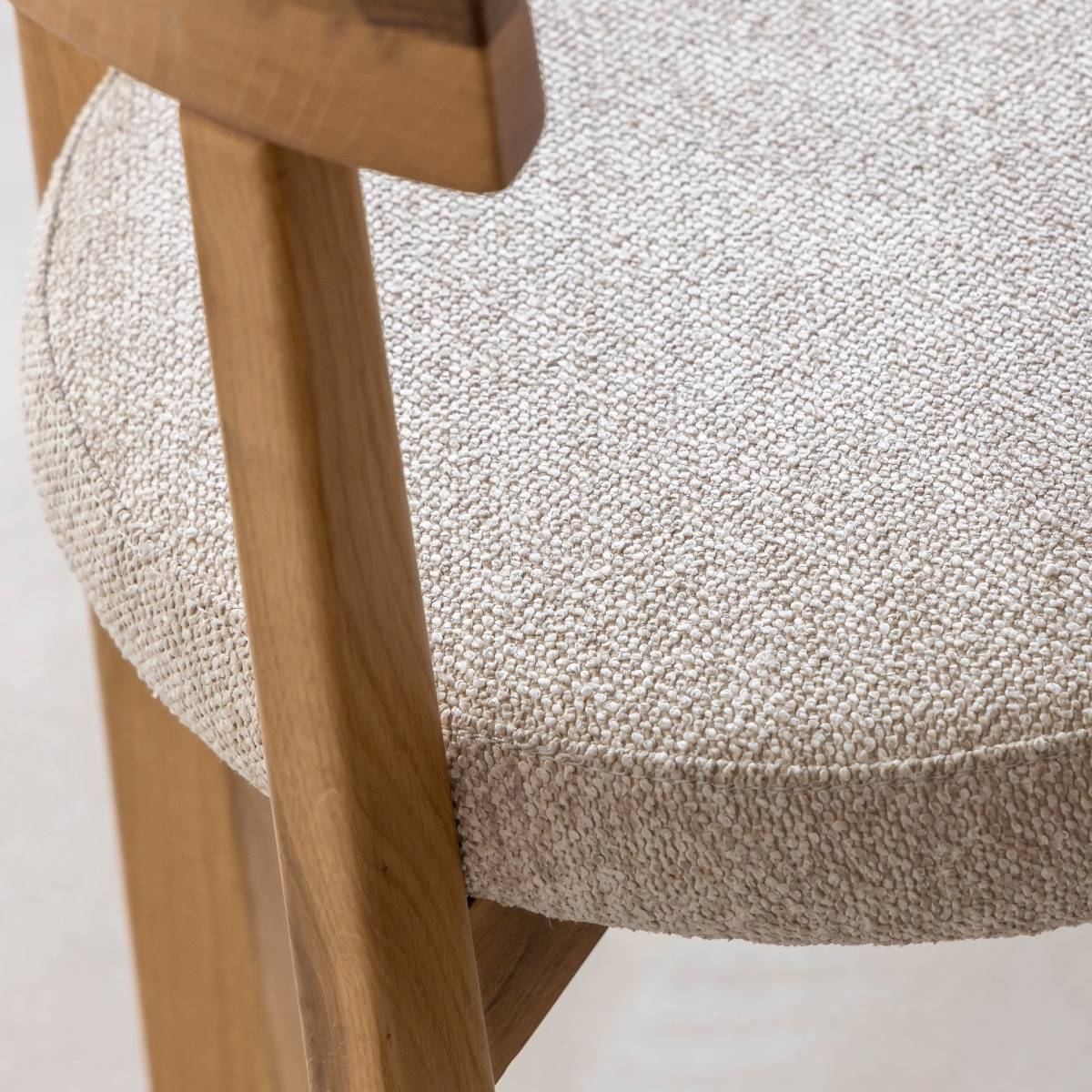 Chaise en bois de orme et tissu bouclette gris Aline (lot de 2)
