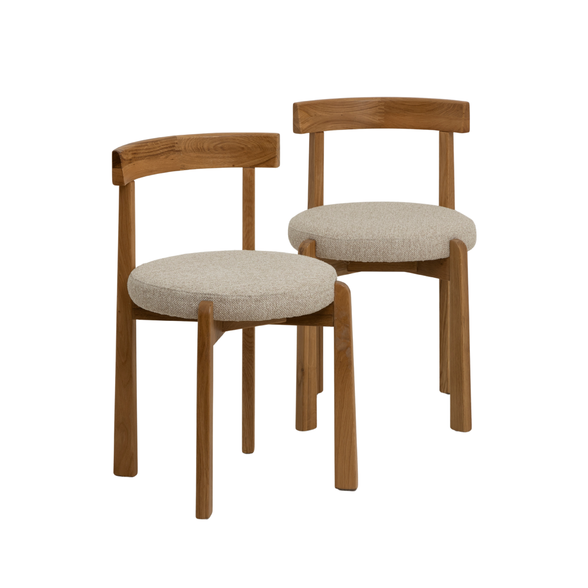 Chaise en bois de orme et tissu bouclette gris Aline (lot de 2)