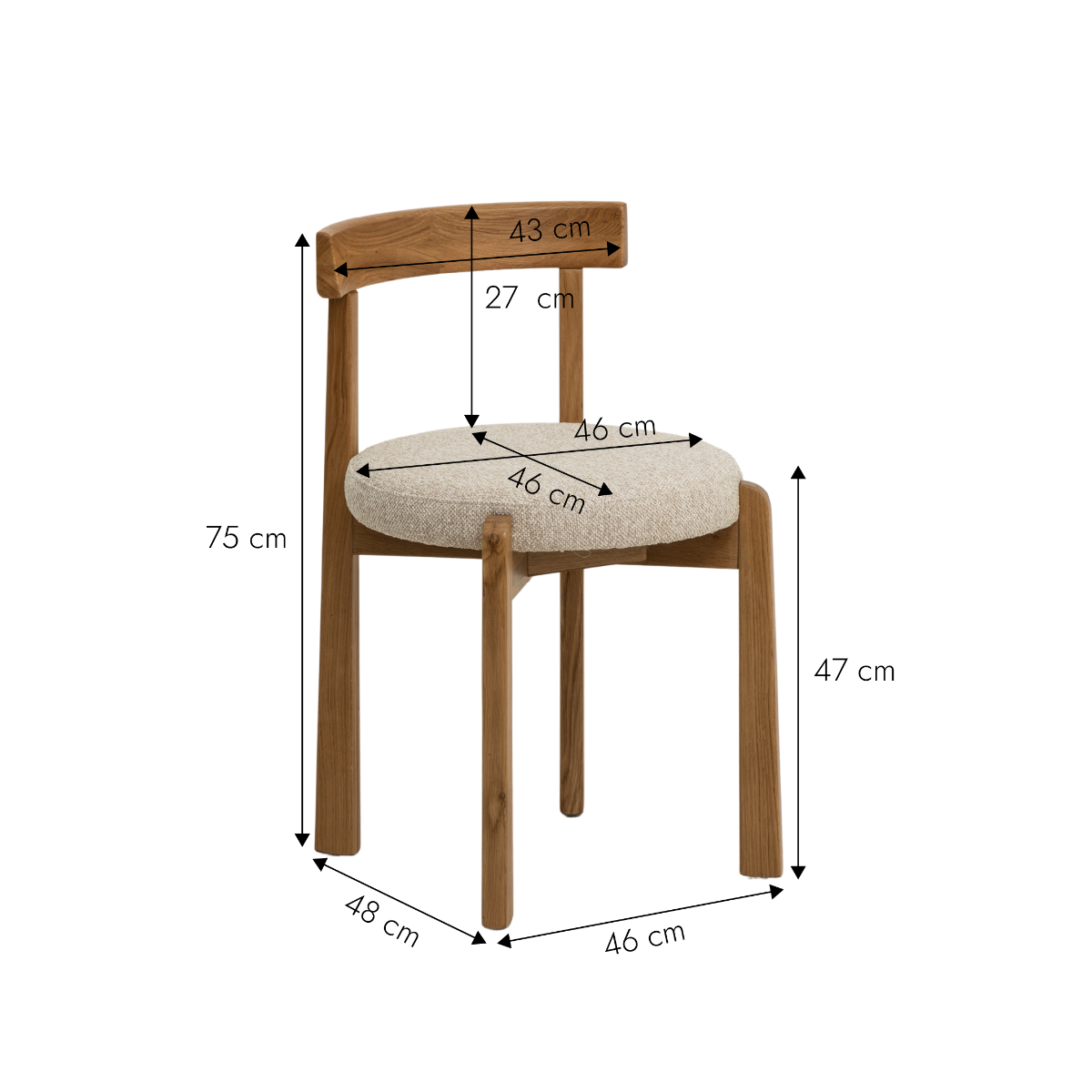 Chaise en bois de orme et tissu bouclette gris Aline (lot de 2)