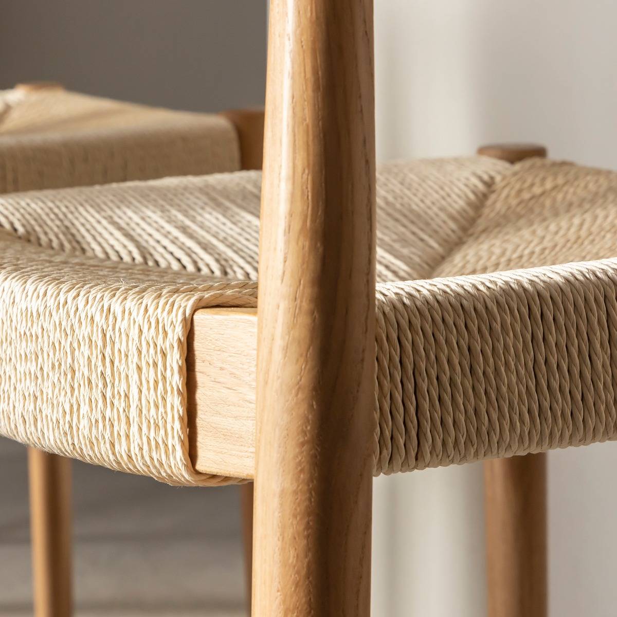 Chaise en bois de chêne et en corde Aline (lot de 2)