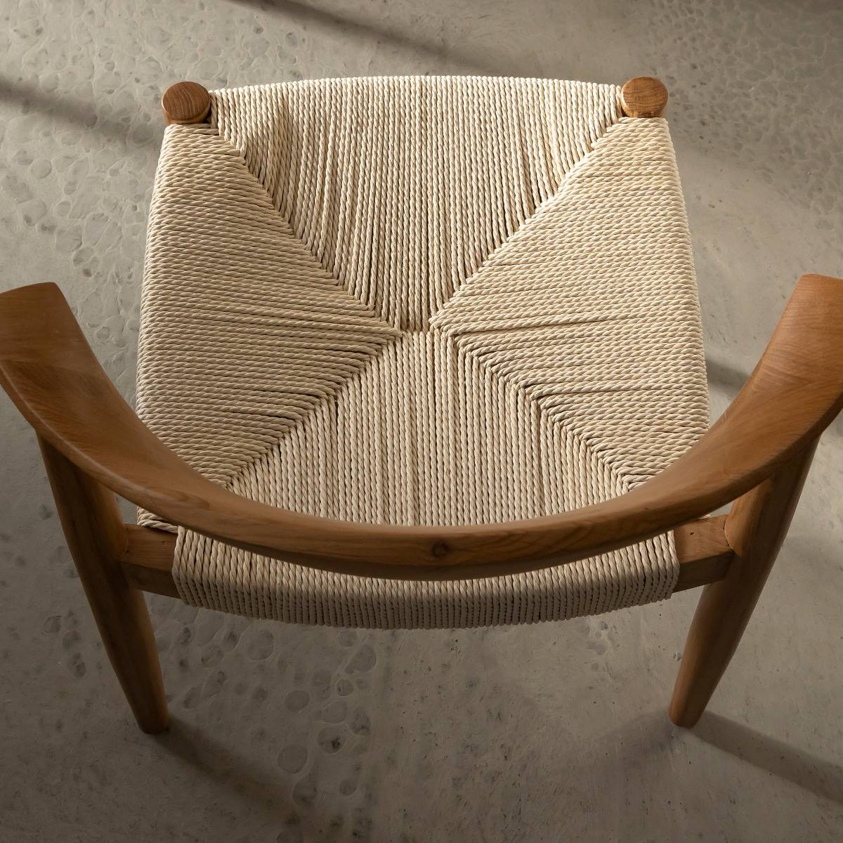 Chaise en bois de chêne et en corde Aline (lot de 2)