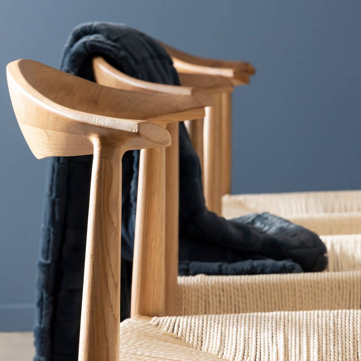 Chaise en bois de chêne et en corde Aline (lot de 2)