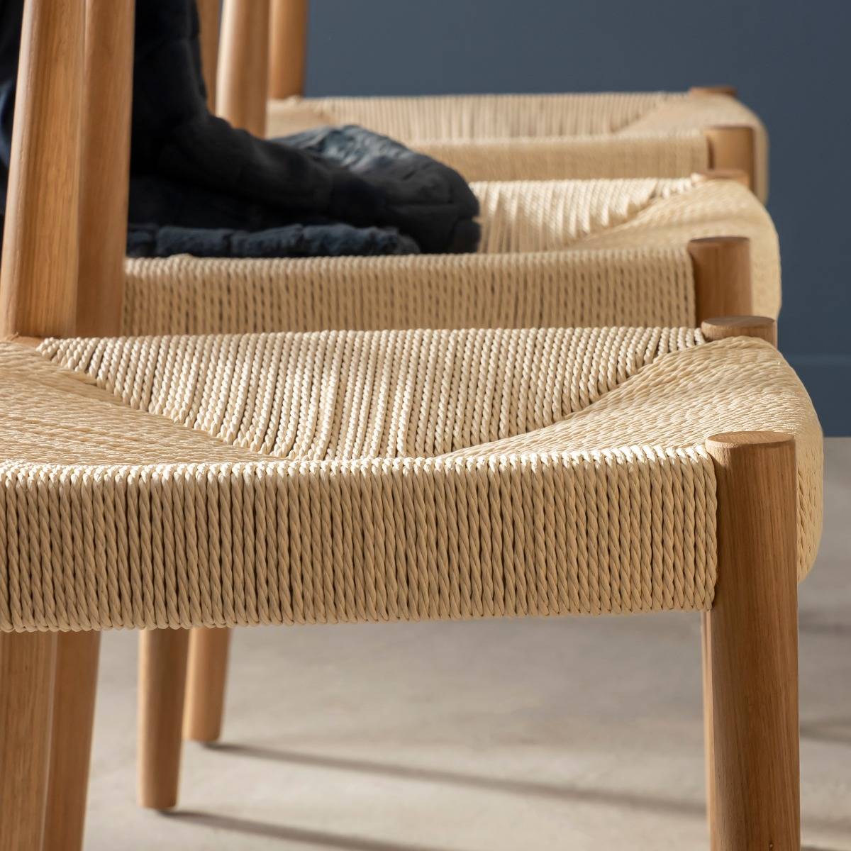 Chaise en bois de chêne et en corde Aline (lot de 2)