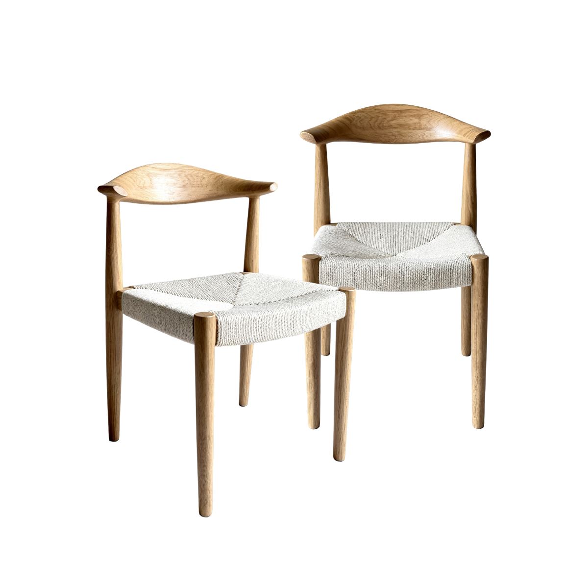 Chaise en bois de chêne et en corde Aline (lot de 2)