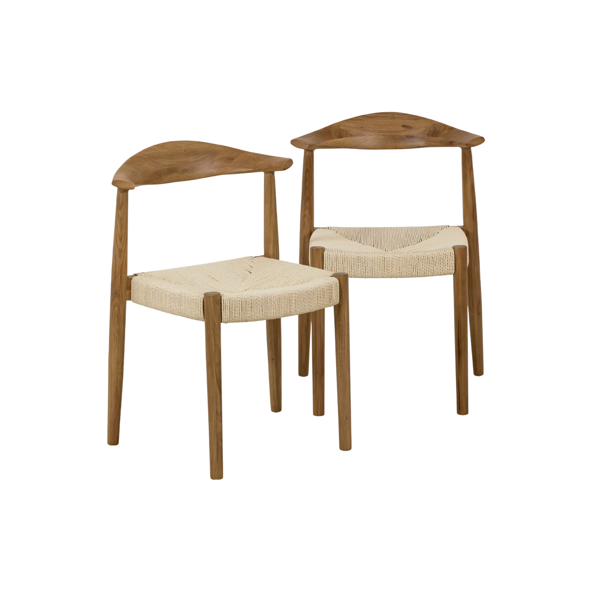 Chaise en bois de chêne et en corde Aline (lot de 2)