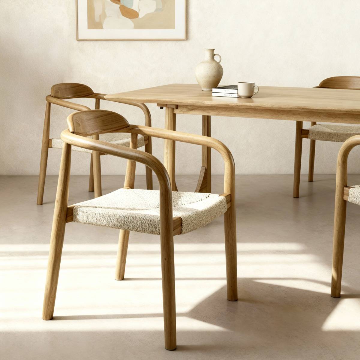 Chaise en bois de hêtre et en corde Galen (lot de 2)