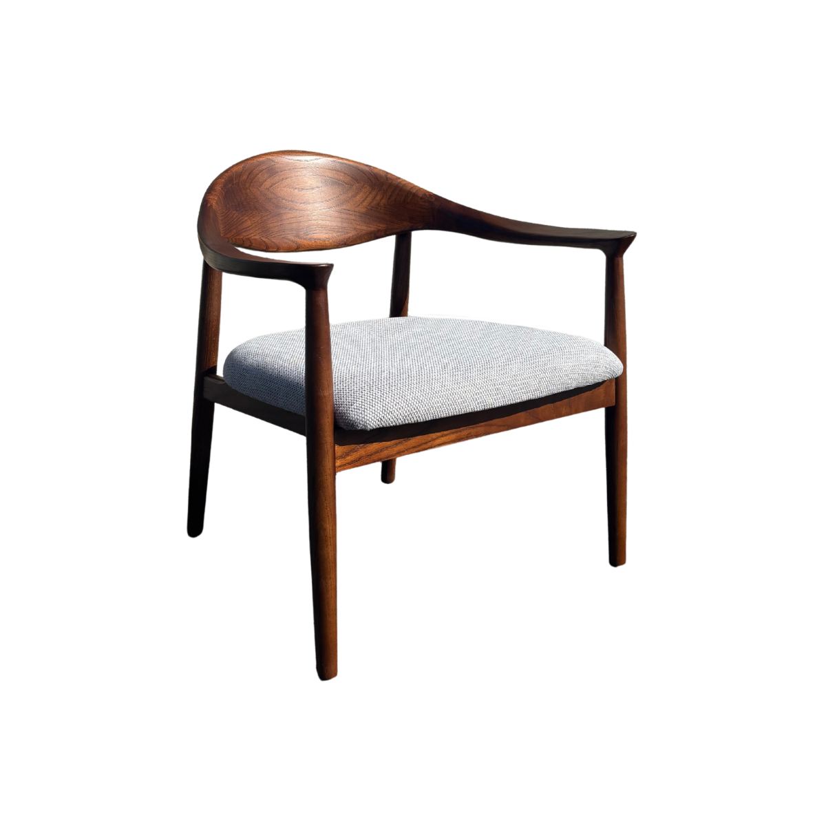 Fauteuil en bois d'orme et tissu gris Orphée
