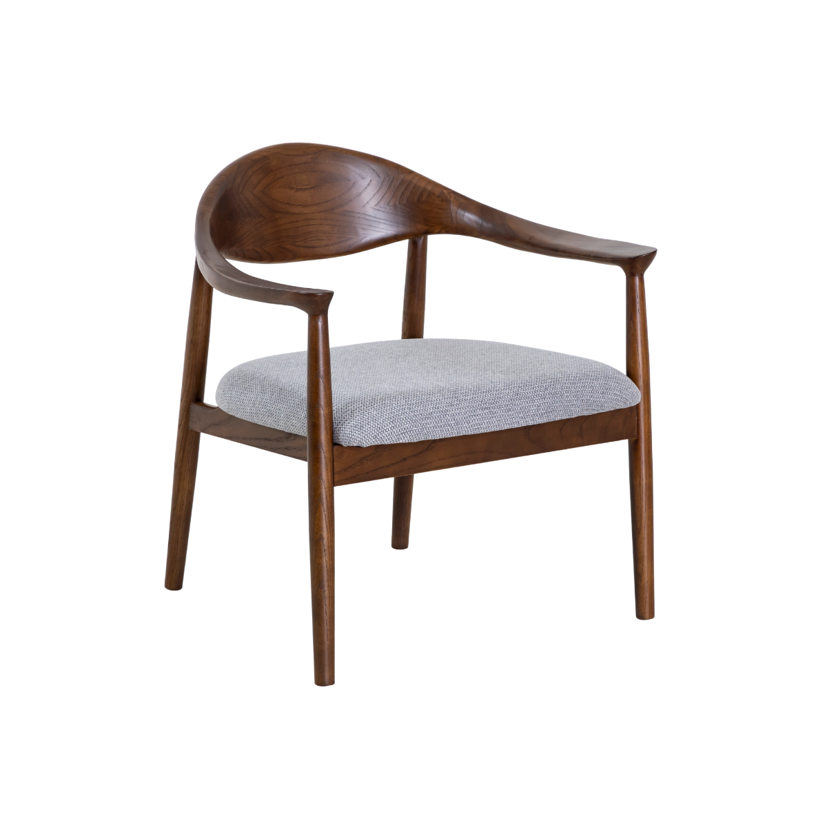 Fauteuil en bois d'orme et tissu gris Orphée