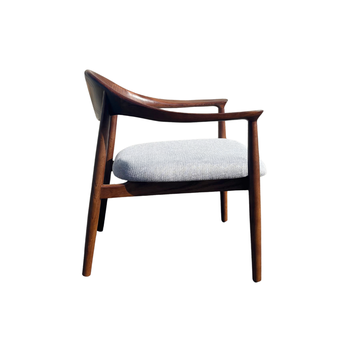 Fauteuil en bois d'orme et tissu gris Orphée