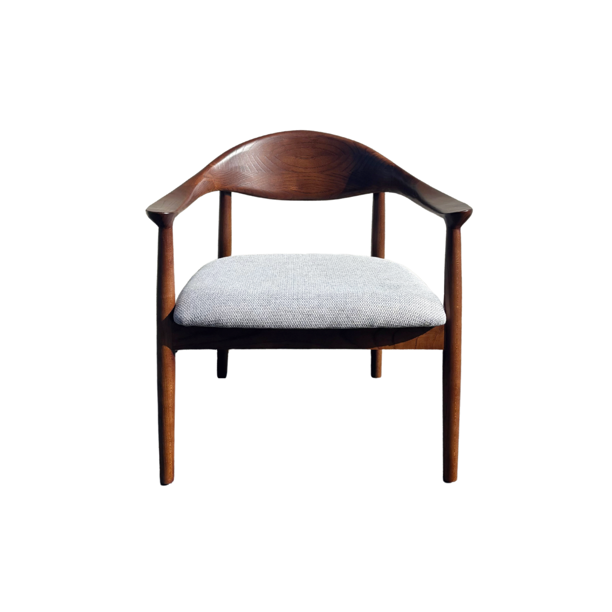 Fauteuil en bois d'orme et tissu gris Orphée