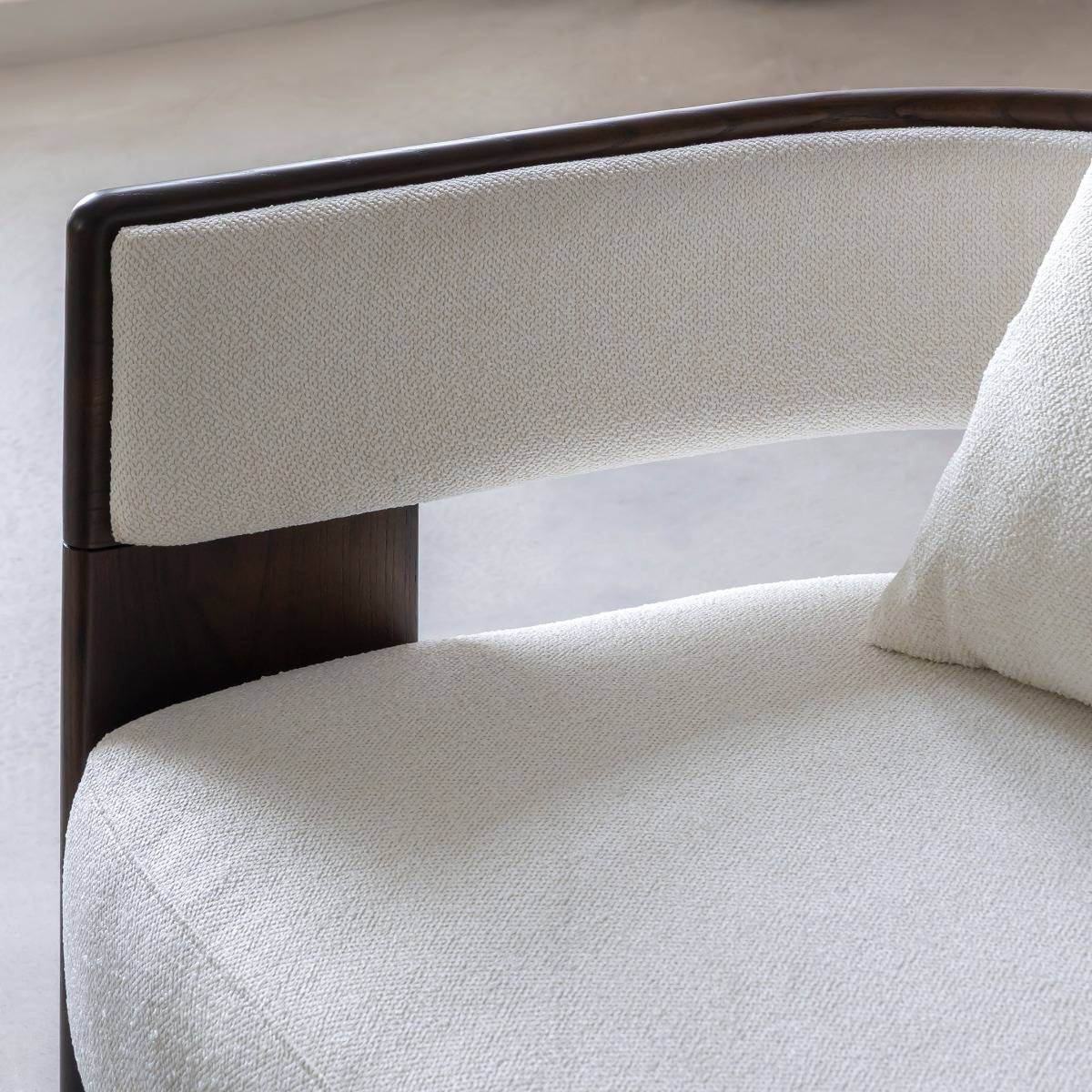 Canapé 3 places en bois d'orme et tissu écru Yséon