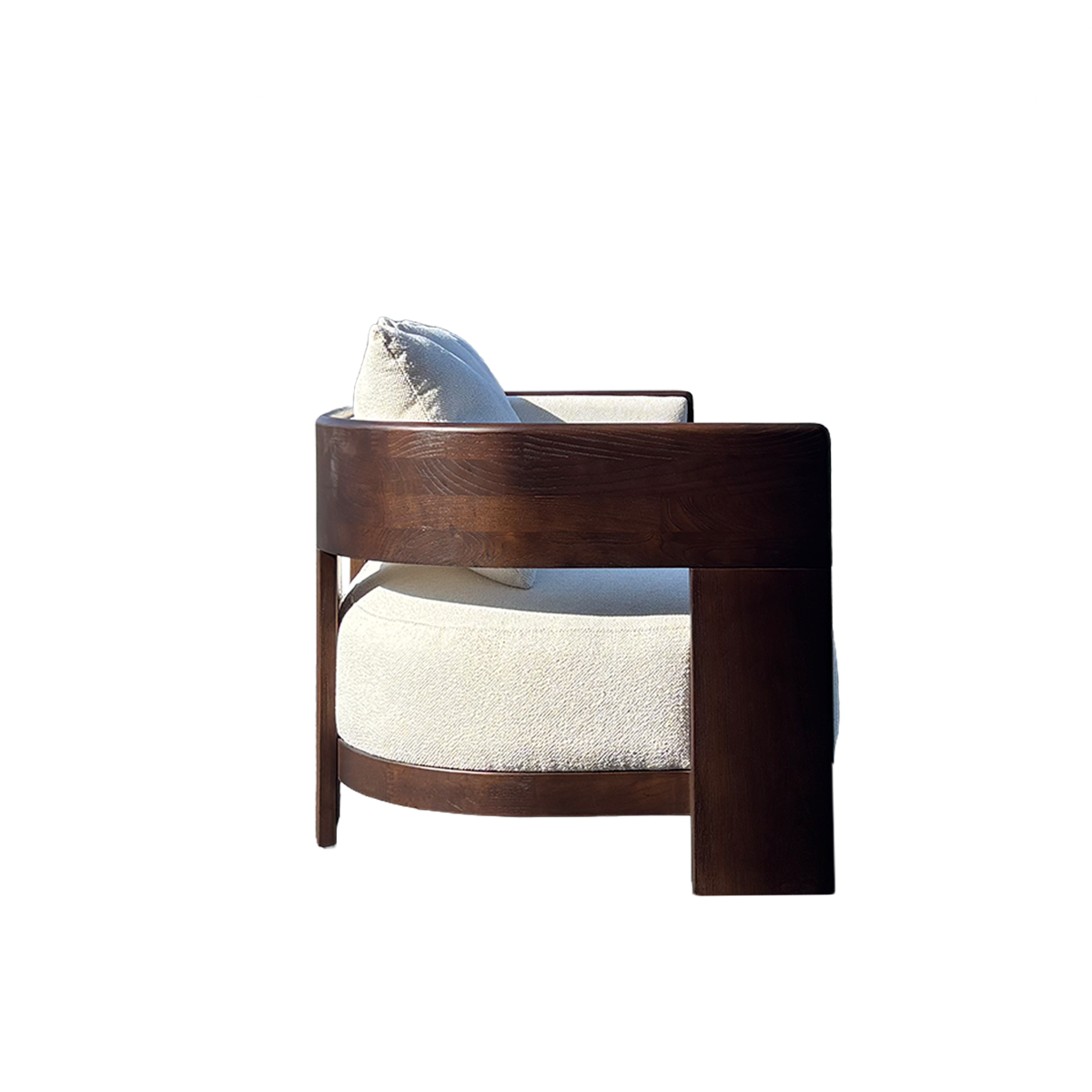 Canapé 3 places en bois d'orme et tissu écru Yséon