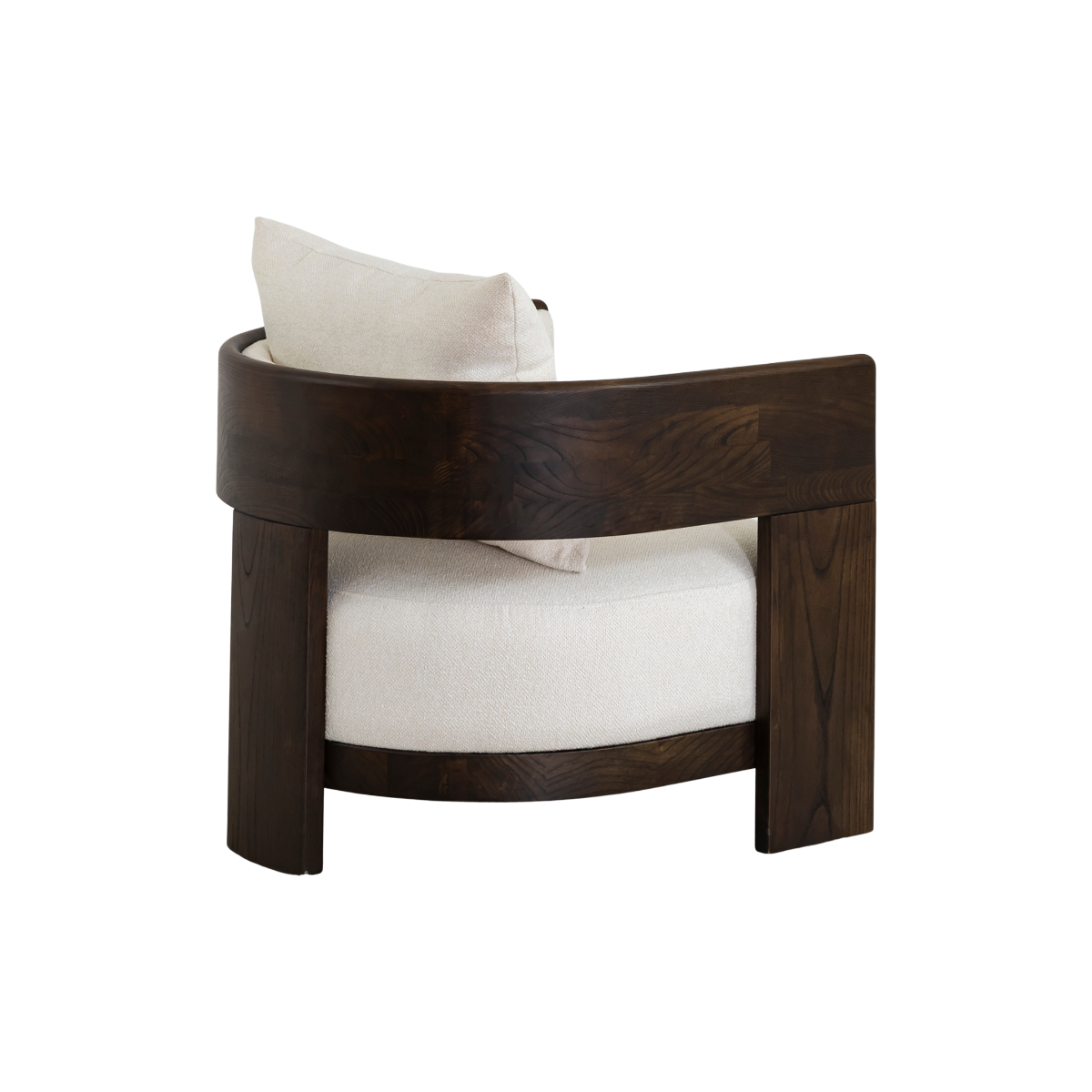 Fauteuil en bois d'orme et tissu écru Yséon